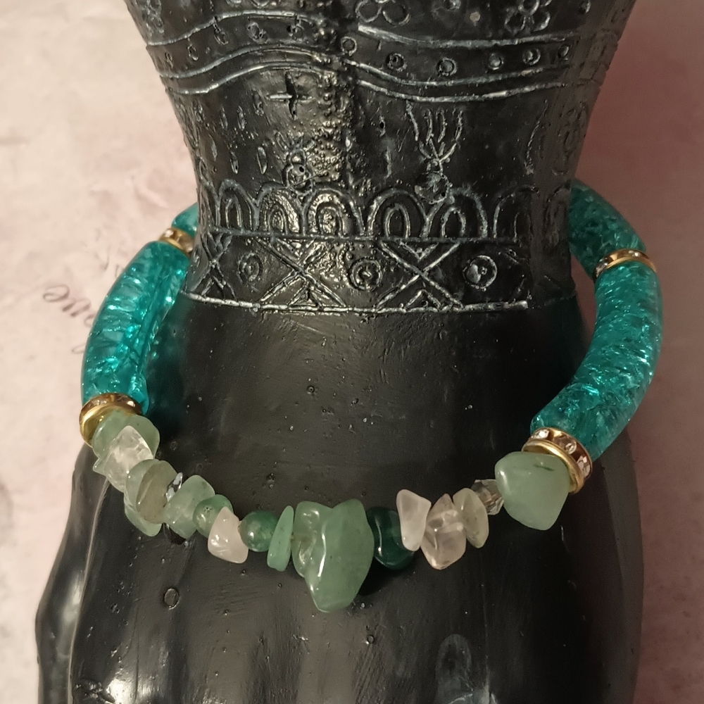 Gemstone and Acrylic Bracelet
